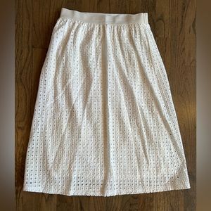 White eyelet midi skirt